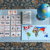 North America Passport Stamp 3-Part Cards with Flag Pins for Pin Map _ Living Montessori Now