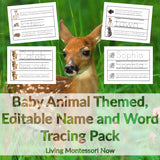 Baby Animal Themed, Editable Name and Word Tracing Pack