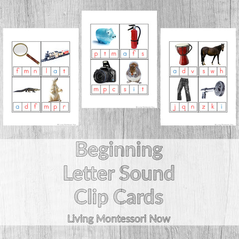 Beginning Letter Sound Clip Cards _ Living Montessori Now