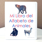 Mi Libro del Alfabeto de Animales (My Animal Alphabet Book) on a Montessori Shelf
