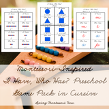 Montessori-Inspired I Have, Who Has? Preschool Game Pack in Cursive