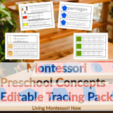 Montessori Preschool Concepts - Editable Tracing Pack _ Living Montessori Now