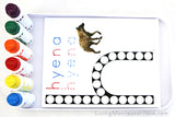 Tray with Animal Alphabet Do-a-Dot Pages _ Living Montessori Now